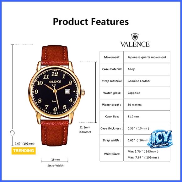 Vintage Leather Band Watch with Sapphire Glass, Japanese Quartz Movement main image 5